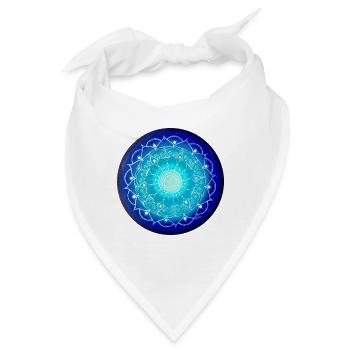 Leuchtendes Mandala in Nachtblau - Bandana - Weiß - Vorne