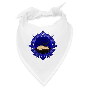 Mondnacht-Katze im blauen Rahmen - Bandana - Weiß - Vorne