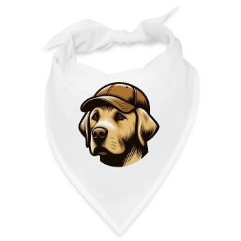 Labrador mit Mütze - Bandana - Weiß - Vorne