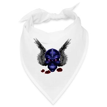 Blauer Totenkopf mit Flügeln - Bandana - Weiß - Vorne