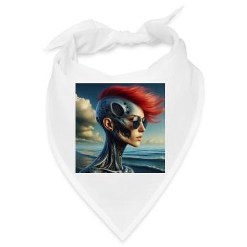 Cyberpunk-Frau - Bandana - Weiß - Vorne