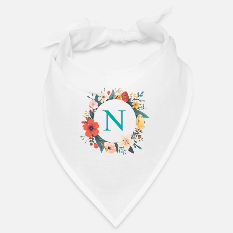 N Monogram, Couronne de fleurs, Personnalisable Bandana