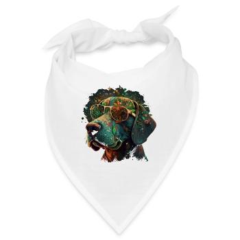 Trippy Tails: Ein cooler Weed-Head-Hund mit Psychedeli - Bandana - Weiß - Vorne