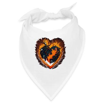 Flaming Love: Ein verspieltes Herz aus Feuer - Bandana - Weiß - Vorne