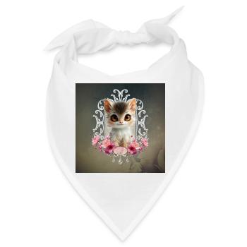 Schönes und flauschiges Kätzchen - Bandana - Weiß - Vorne