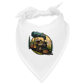 Vintage Journey: Altmodische Dampfeisenbahn - Bandana - Weiß - Vorne