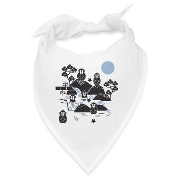 Chillende Affen in einer heißen Quelle l schwarz blau - Bandana - Weiß - Vorne