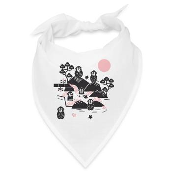 Chilling Monkeys in a Hot Spring l black pink - Bandana - Weiß - Vorne