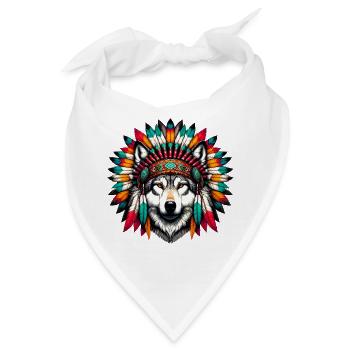 Amerikanischer Indianerwolf Amerikanische Rothaut - Bandana - Weiß - Vorne