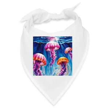 Unterwasser-Meerjungfrauen in leuchtenden Farben - Bandana - Weiß - Vorne