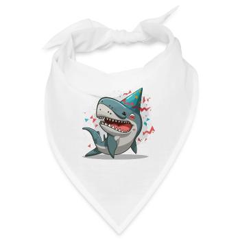 Party Shark: Eine entzückende digitale Kunstkreation - Bandana - Weiß - Vorne