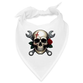 Skull Art - Moderner Totenkopf im Dual-Color Desig - Bandana - Weiß - Vorne