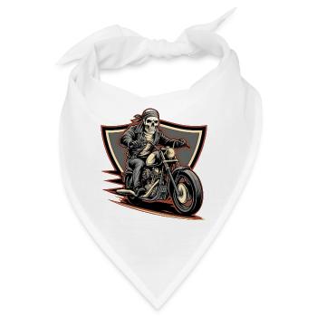 Furchtloser Biker auf düsterer Fahrt - Bandana - Weiß - Vorne