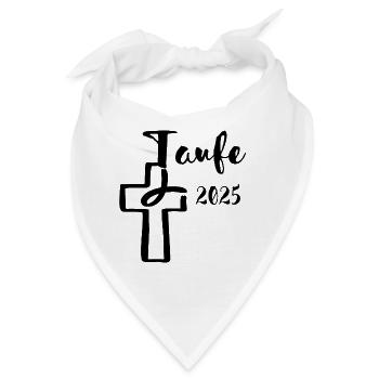 Taufe 2025 Fisch taucht in Kreuz Taufgeschenk - Bandana - Weiß - Vorne