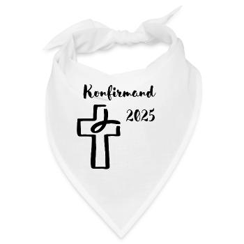 Konfirmand 2025 Fisch taucht ins Kreuz - Bandana - Weiß - Vorne