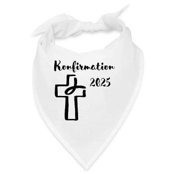 Konfirmation 2025 Fisch taucht ins Kreuz - Bandana - Weiß - Vorne
