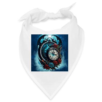 Die Uhr im Nebel der Unendlichkeit. - Bandana - Weiß - Vorne