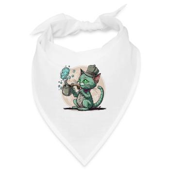 Eine Katze, die eine Bong raucht: Laune und Humor prallen aufeinander - Bandana - Weiß - Vorne