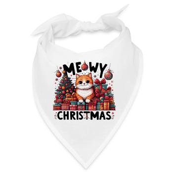 Meowy Weihnachten Katze orange witzig Geschenk - Bandana - Weiß - Vorne