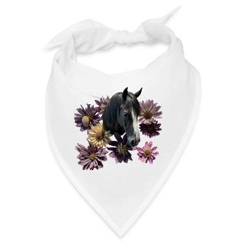 Pferdekopf Flower - Bandana - Weiß - Vorne