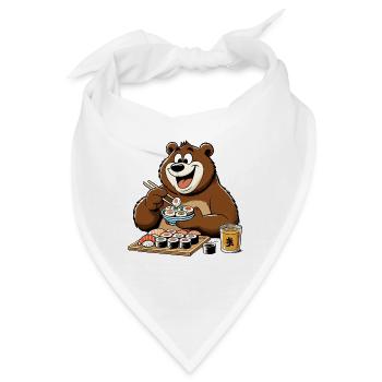 Sushi Bär glücklich Maki Geschenk - Bandana - Weiß - Vorne