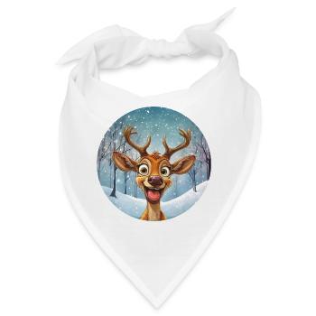 Fröhliches Winterrentier im Winterwald - Bandana - Weiß - Vorne