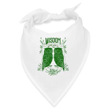 Wisdom Before Wealth – Symbolische Eulen - Bandana - Weiß - Vorne