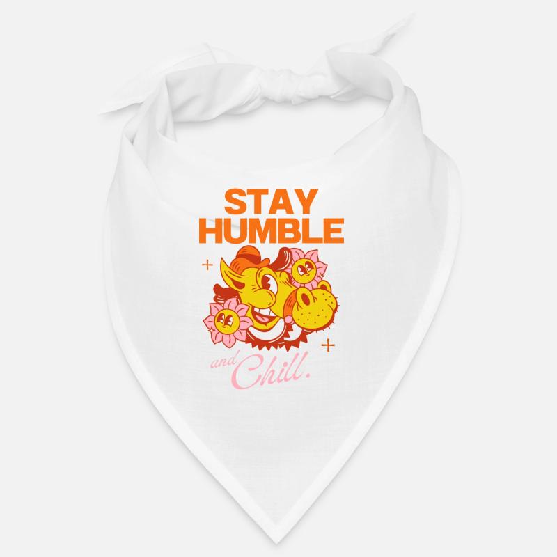 Restez humble et détendez-vous - Conception de dessin animé rétro - Bandana - blanc