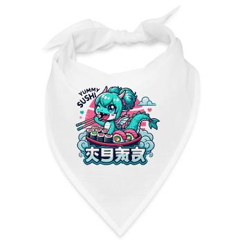 Drache Maki Sushi Kawaii Geschenk - Bandana - Weiß - Vorne