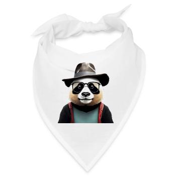 Vintage Entdecker Panda T-Shirt - Bandana - Weiß - Vorne