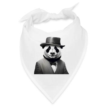 Eleganter Panda im klassischen Smoking und Fedora - Bandana - Weiß - Vorne