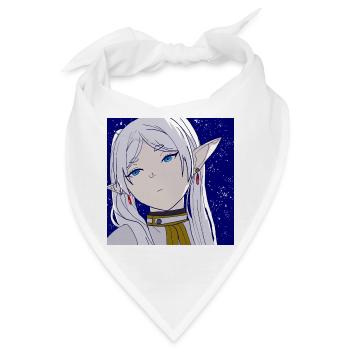 Frieren selbstgezeichnet, Anime Frieren Portrait - Bandana - Weiß - Vorne