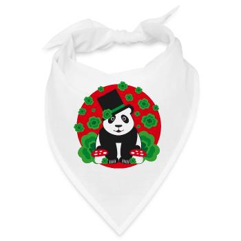 Panda Glücksbringer mit Kleeblätter. - Bandana - Weiß - Vorne