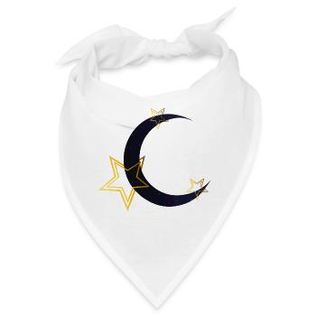 Goldener Sternenmond Nachtmotiv - Bandana - Weiß - Vorne
