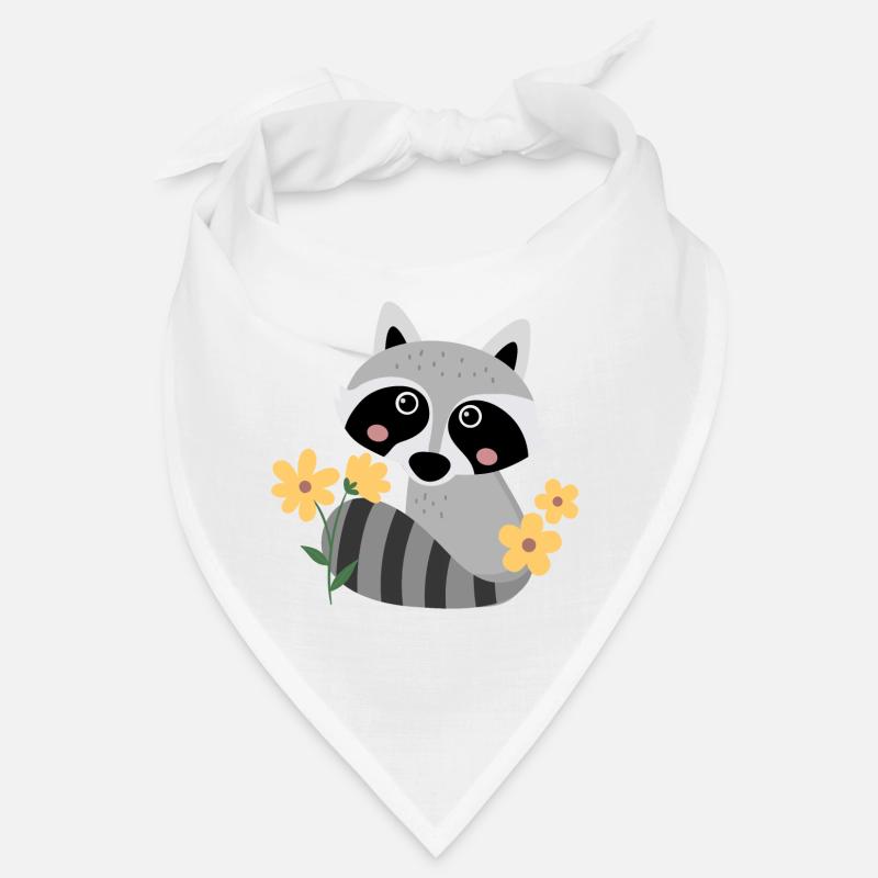 Petit raton laveur avec des fleurs Bandana