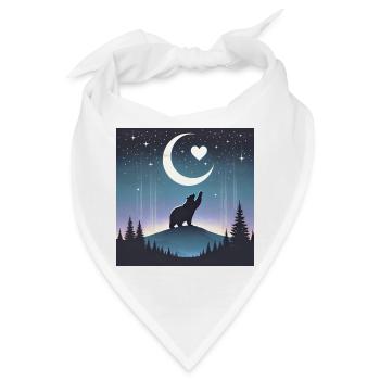 Love Under Moonlight - Mystischer Bär im Mondschei - Bandana - Weiß - Vorne