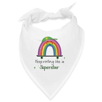 Keep Rolling Like a Superstar - Regenbogen Skate - Bandana - Weiß - Vorne
