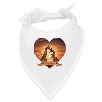 Forever Together: Herz-Design mit Giraffen - Bandana - Weiß - Vorne