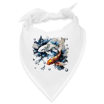 Koifische und Blasen - Bandana - Weiß - Vorne