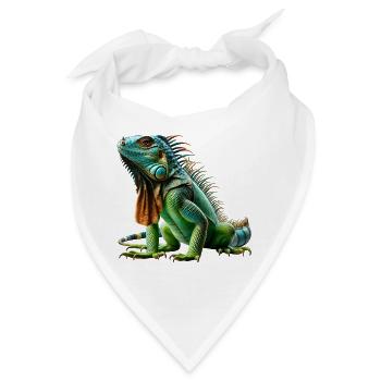 Grüner Leguan Iguana - Bandana - Weiß - Vorne