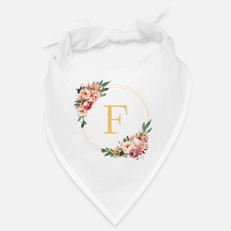F Monogram, Couronne de fleurs, Personnalisable Bandana