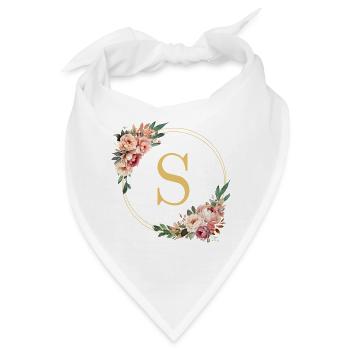 S Monogramm, Blumen-Kranz, personalisierbar - Bandana - Weiß - Vorne