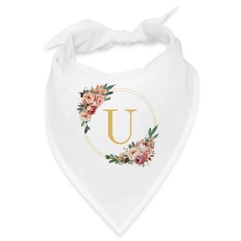 U Monogramm, Blumen-Kranz, personalisierbar - Bandana - Weiß - Vorne