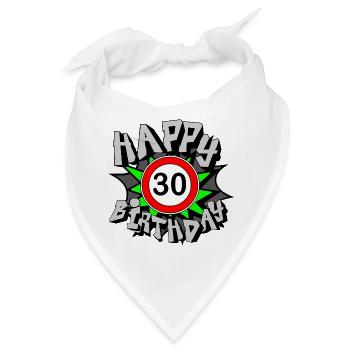 30. Geburtstag , Airbrush Happy 30 (25) - Bandana - Weiß - Vorne