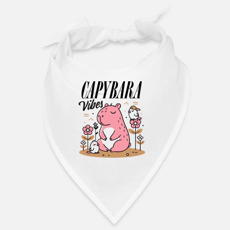Capybara détendu avec des amis - Bandana - blanc