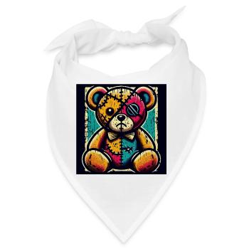 Patchwork Bärenkunst mit Vintage-Charme - Bandana - Weiß - Vorne