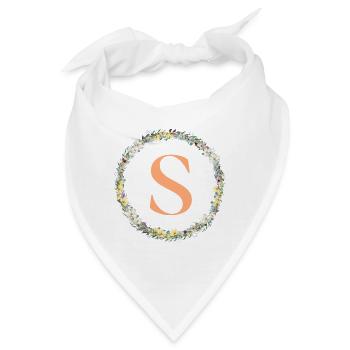 S Monogramm, Blumen-Kranz, personalisierbar - Bandana - Weiß - Vorne