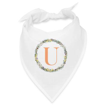 U Monogramm, Blumen-Kranz, personalisierbar - Bandana - Weiß - Vorne