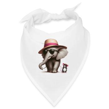 Elefant mit Maus - Bandana - Weiß - Vorne
