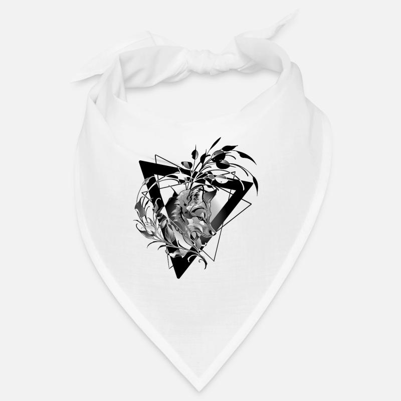 Renard avec feuillage Design noir abstrait Bandana